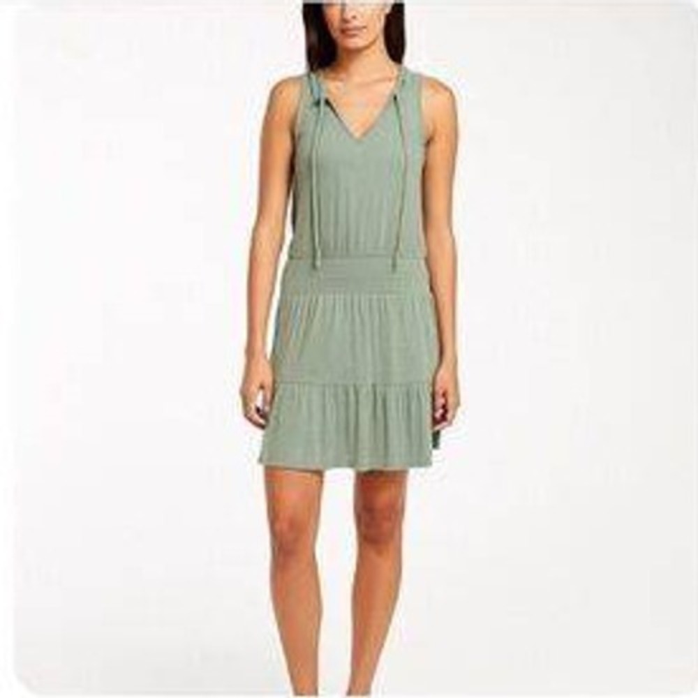 Nation LTD Cotton V-Neck Sleeveless Dress Green size large
